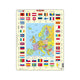 Puzzle maxi Harta Europei si steagurile tarilor din Europa, orientare tip portret, 70 de piese, Larsen, romana